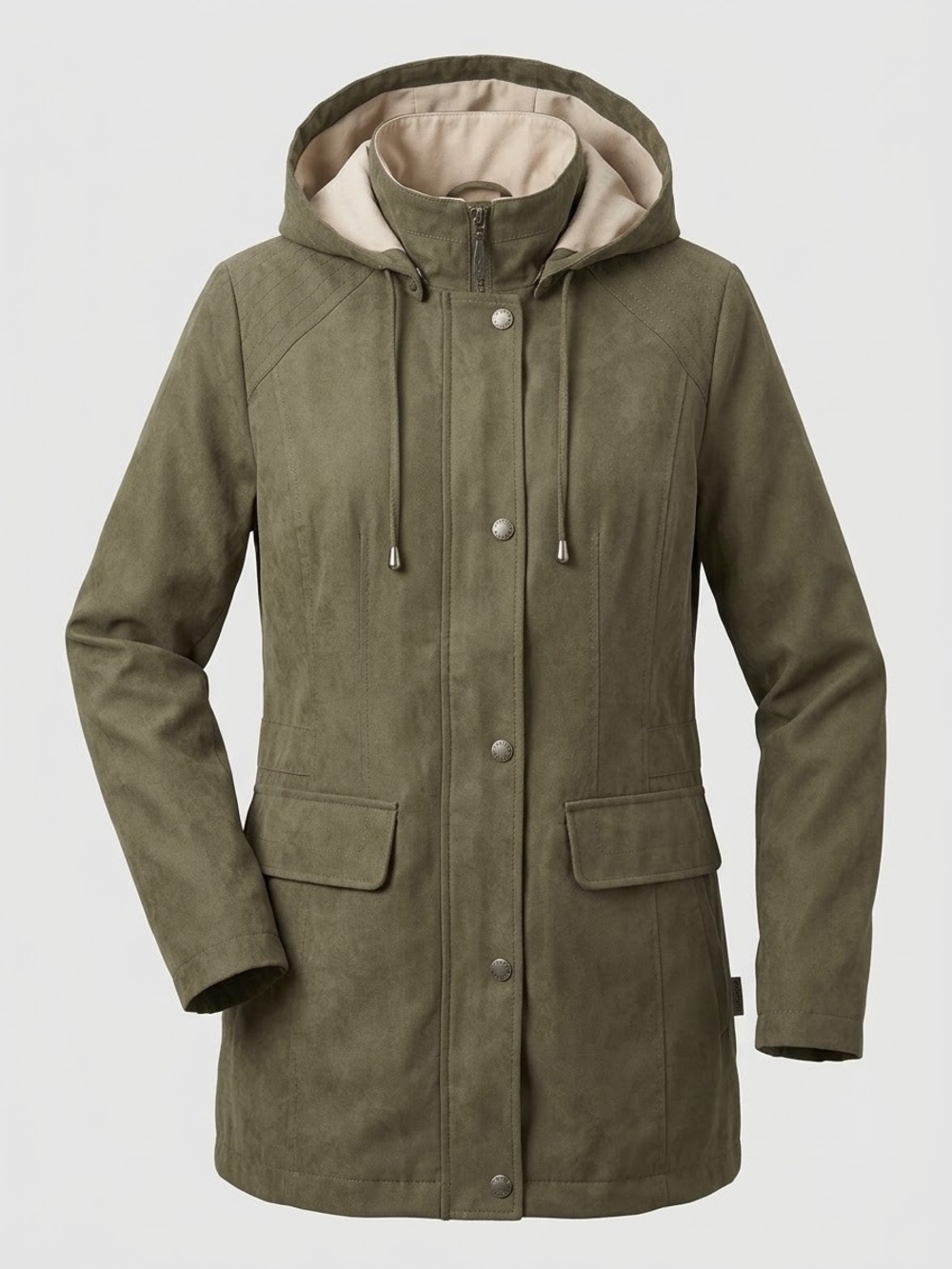 ALIA Olive Green Hooded Utility Jacket Coat - Size Medium (M)